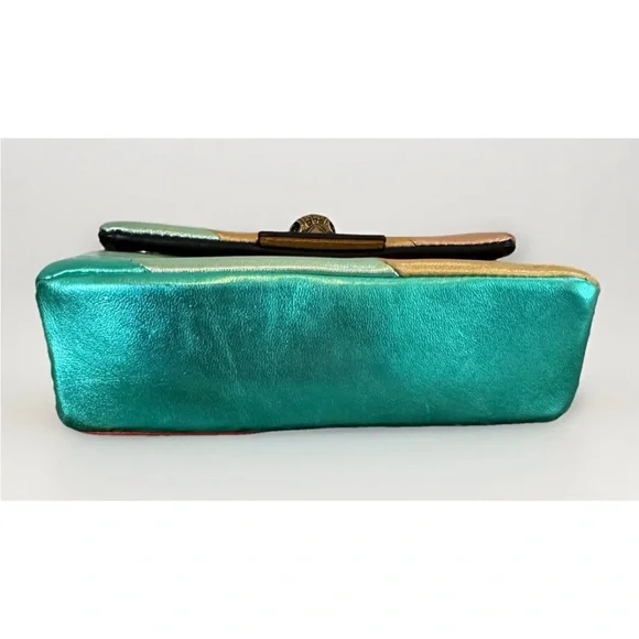 Kurt Geiger London Mini Striped Kensington S Leather Bag With Gold Chain - Picture 4 of 8